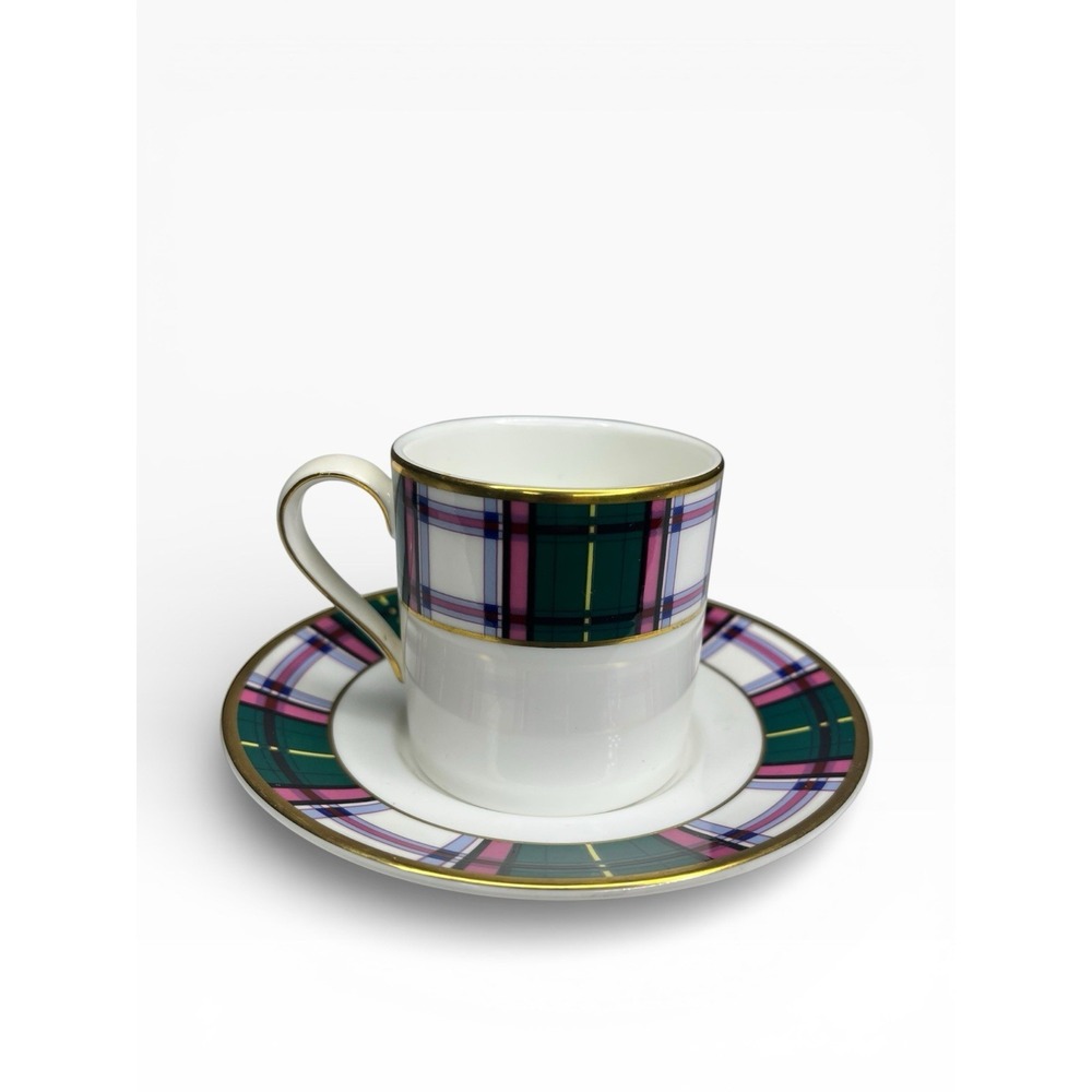 Minton Tartan Royale‎ with Saturn Demitasse Cup & Saucer Purple Green Espresso